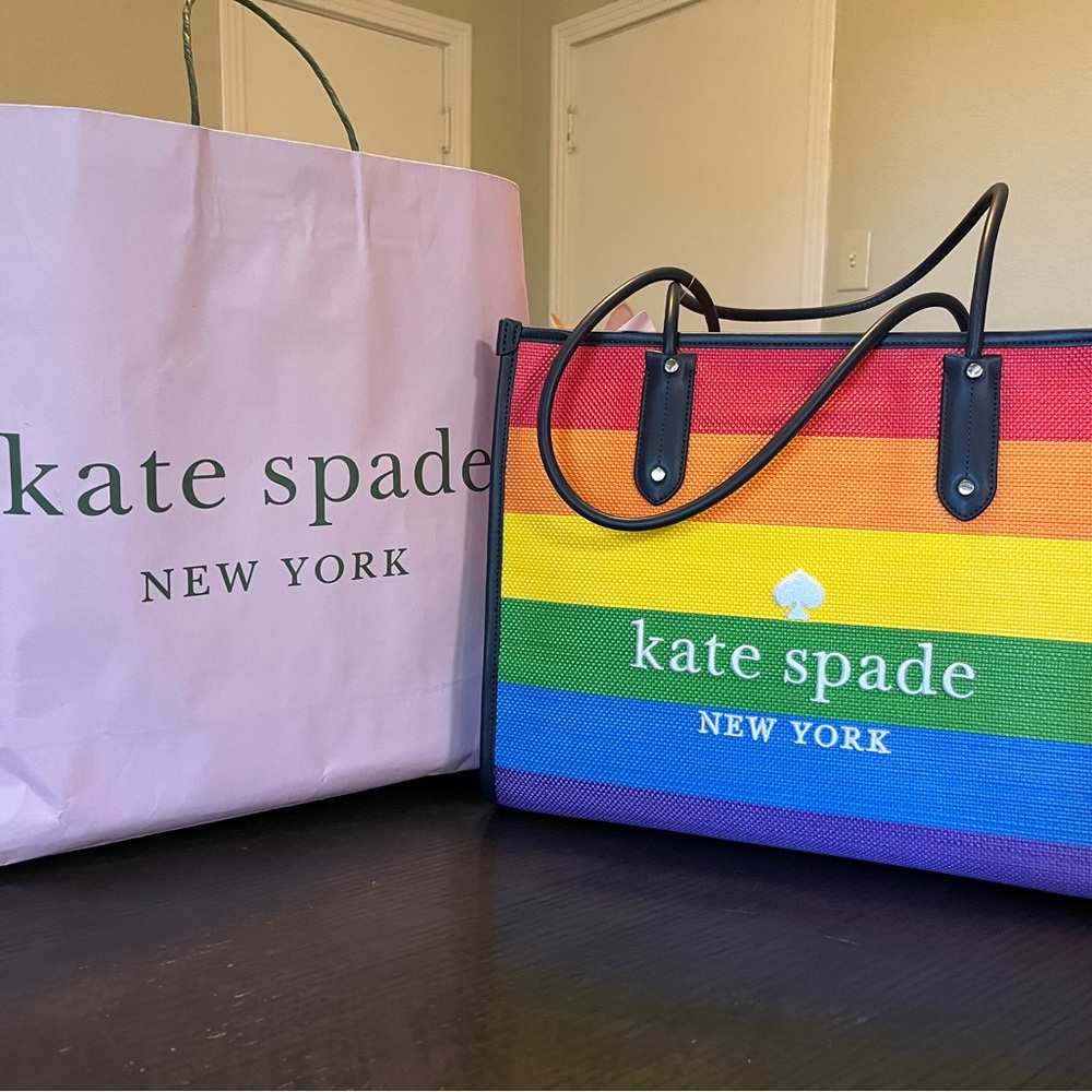 NWT! Rainbow Kate Spade • Ella Extra Large Tote - pride all love